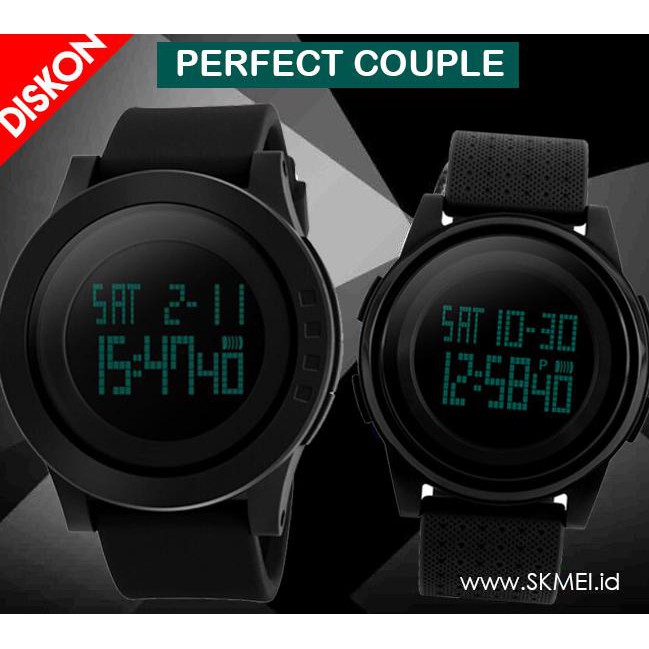 Jam Tangan Couple Pria Wanita SPORTY Jam Tangan SKMEI casio ORIGINAL - Hitam