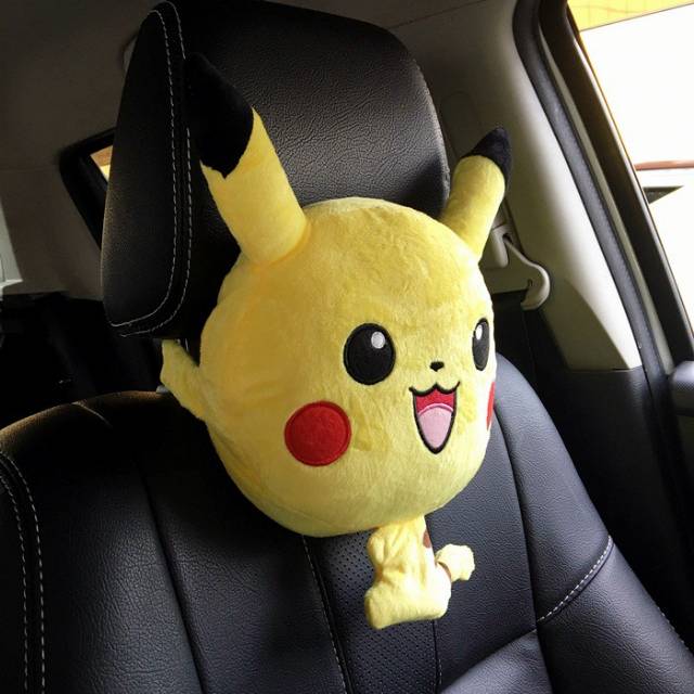 Bantal Sandaran Jok Mobil Kepala Leher Headrest Car Set Rilakuma Pikachu Pokemon