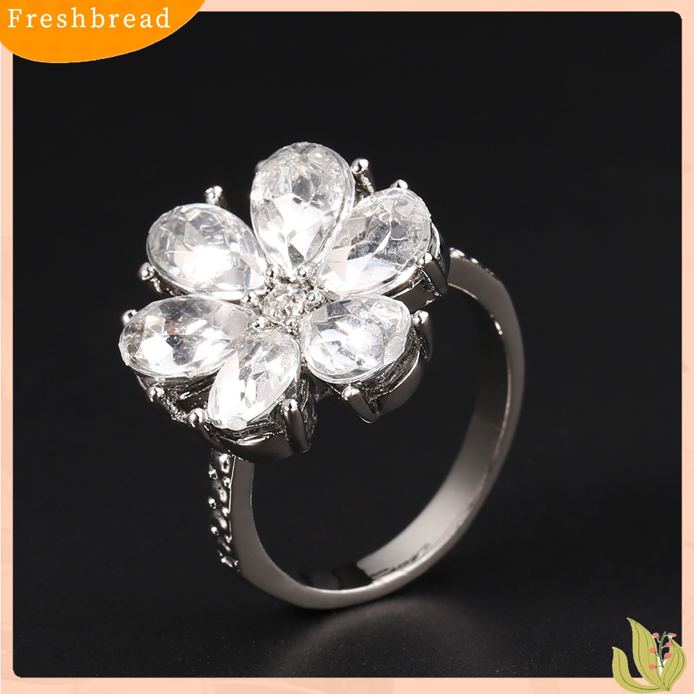 [TERLARIS]Women Trendy Flower Cubic Zirconia Rings Wedding Engagement Finger Jewelry Gift