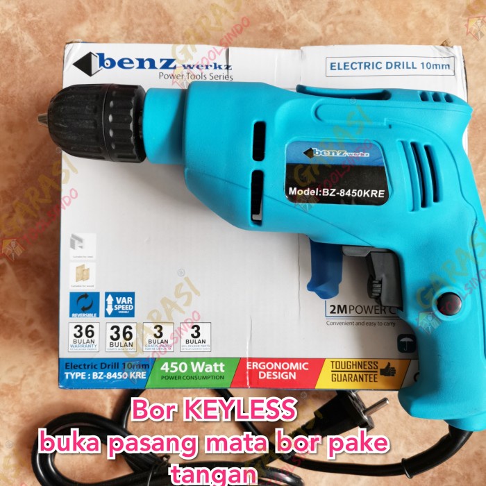 mesin bor listrik Keyless Benz bor tangan bor 10mm bor besi 10 mm