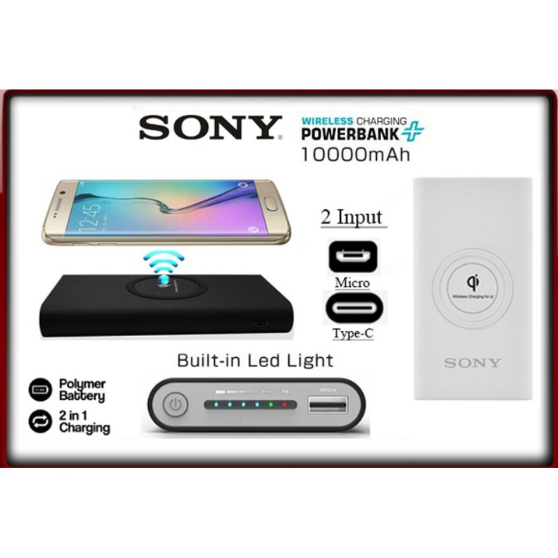 Power Bank Wireless Sony 10000 MAh