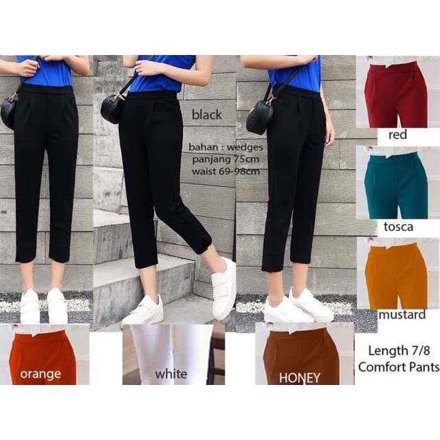 Comfort pants celana basic hitam highwaist hw putih