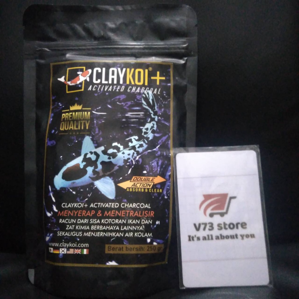 CLAYKOI HITAM 250 GR PREMIUM QUALITY CLAY KOI + CHARCOAL /  PENJERNIH AIR KOLAM