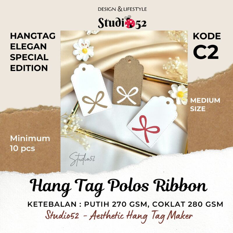 

Hang Tag Polos Murah Aesthetic Variasi Pita / Ribbon Tebal Kualitas Bagus kode C2
