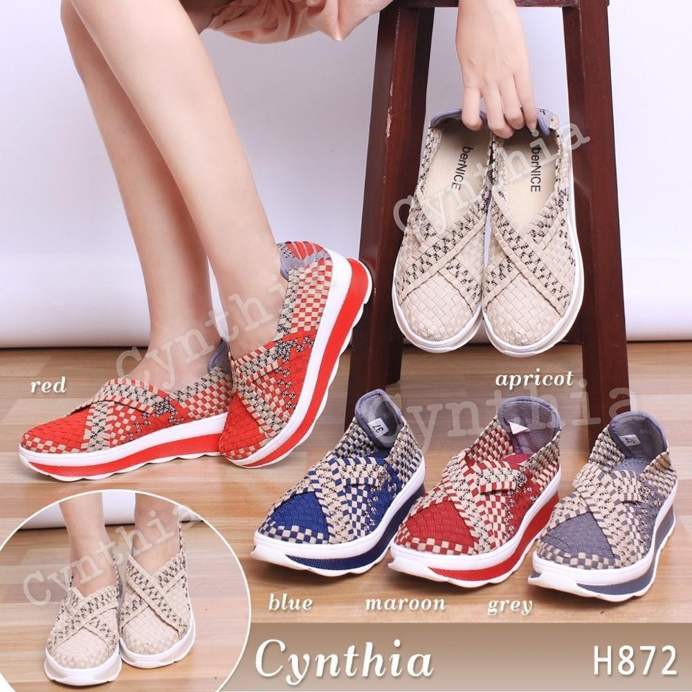 SEPATU WANITA SEPATU FASHION CYNTHIA SEPATU RAJUT   SEPATU ANYAM   CYNTHIA WEDGES H872 ORIGINAL