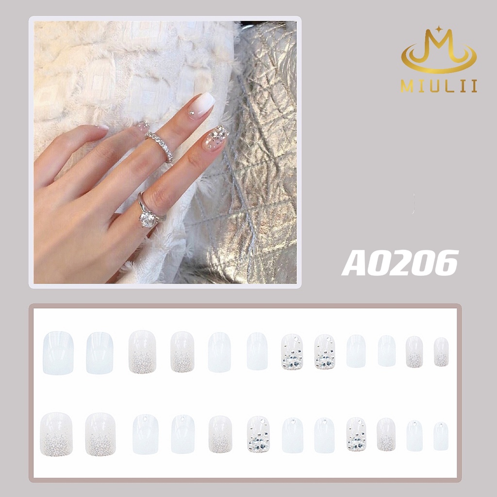 MIULII / KUKU PALSU  Fantasy White A0206 / 24PCS / 3D / NAIL ART / PREMIUM / PUTIH / CUTE / FREE LEM JELLY / KUTEK