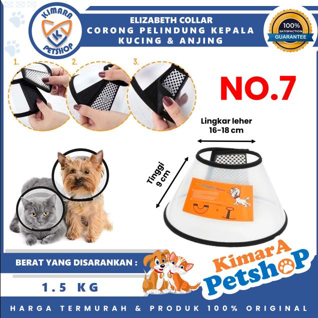 CORONG NO. 7 PELINDUNG KEPALA CORONG KUCING ANJING ELIZABETH COLLAR KEPALA ANTI GIGIT JILAT OBAT