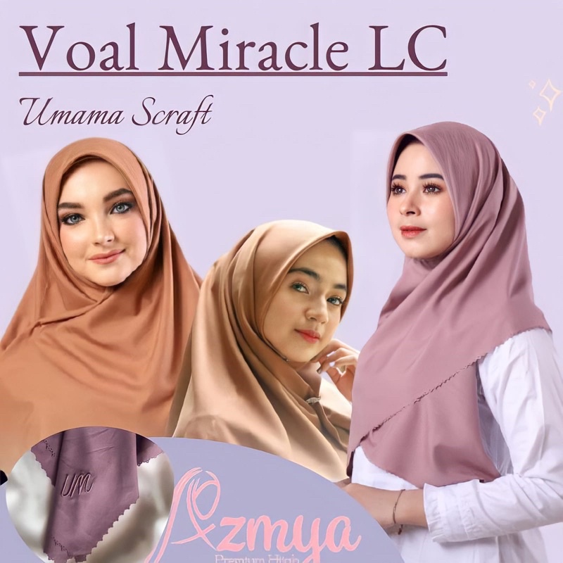 Jilbab ADA LABEL WARNA VOAL MIRACLE PLAIN LC Umama Part 2 BORDIR BESI METAL LOGO