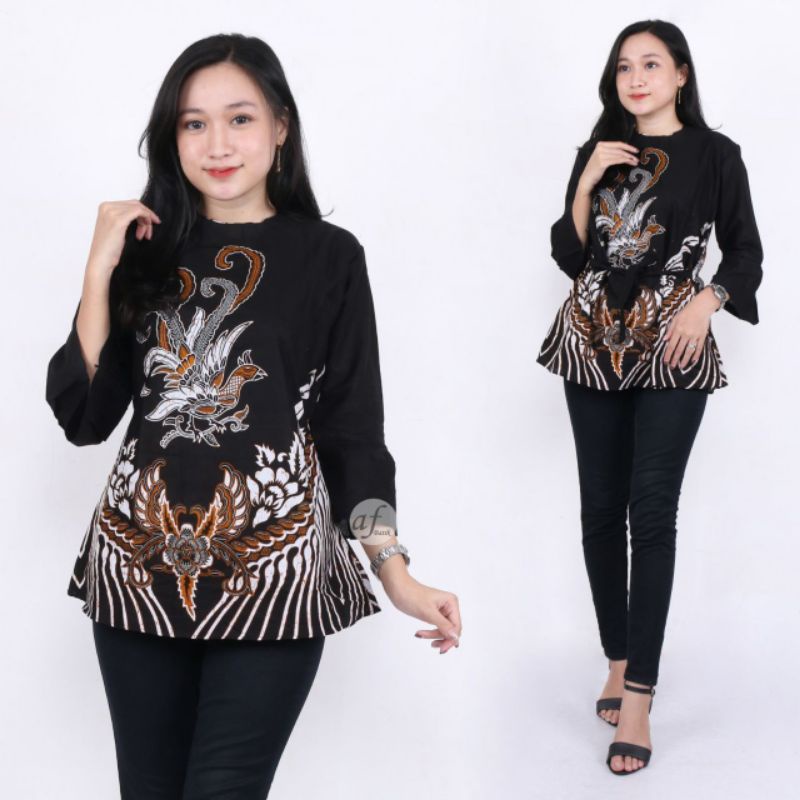 Bisa COD - Baju Batik Wanita Modern Blus Batik Kerja Cewek Remaja Dewasa Lengan 3/4 2022 SM008