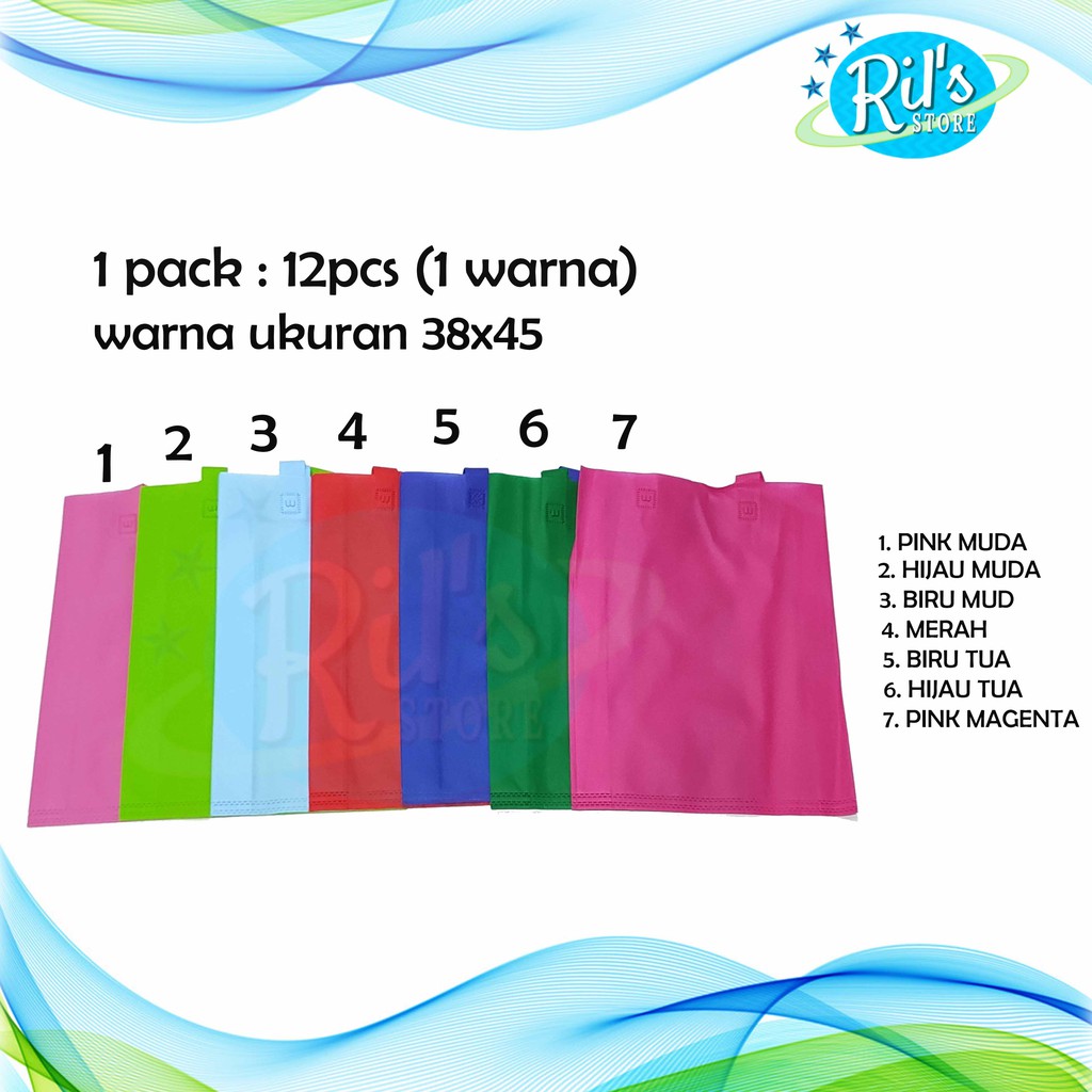 

Tas Spunbond 38 x 45 cm / Goodie Bag / Tas Kain Lipat Samping / handle Tali