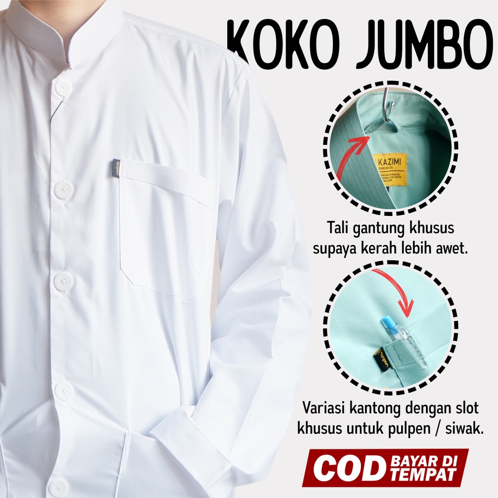 Baju Koko Pria Jumbo XXL XXXL Kain Thobe Katun Arab - Koko Haibah - Baju Muslim Pria - Koko Habaib B