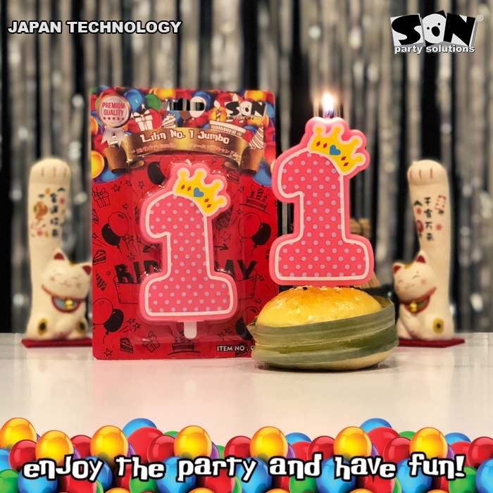 SON LILIN ANGKA 1 JUMBO (MERAH MUDA) (GZ-209) / LILIN ULANG TAHUN / LILIN ULTAH / LILIN PAPPERMINT /