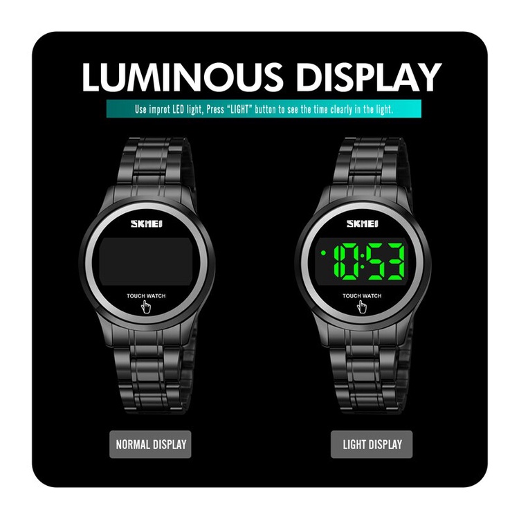 Jam Tangan Digital Touch Screen / Layar Sentuh LED 1737 Stainless Steel