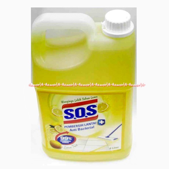 SOS Pembersih Lantai Lemon Bersih &amp; Melindungi 4Liter Cairan Pel S.O.S Lantai Bersih &amp; Melindungi 4 Liter Kemasan Derigen Derigent Kemasan Besar