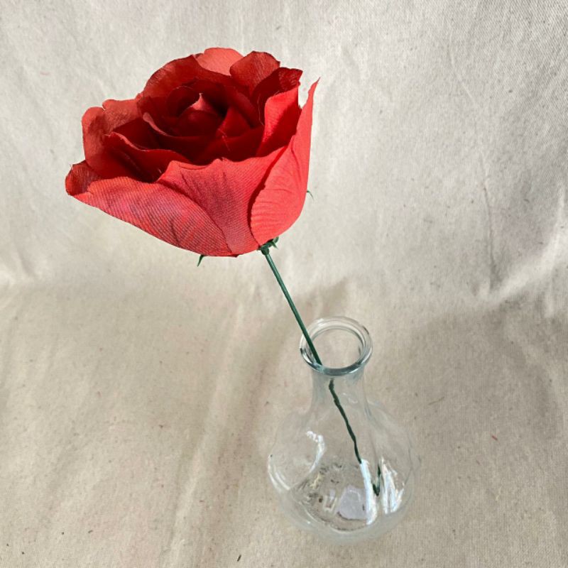 Bunga Artificial Rose Italy X1 (satuan) Bunga Artificial/Bunga Plastik/Bunga Dekorasi/Pernikahan-Merah darah