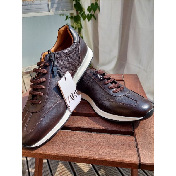 ZARA Man Shoes Sepatu Pria Dengan Tali - Brown - Original