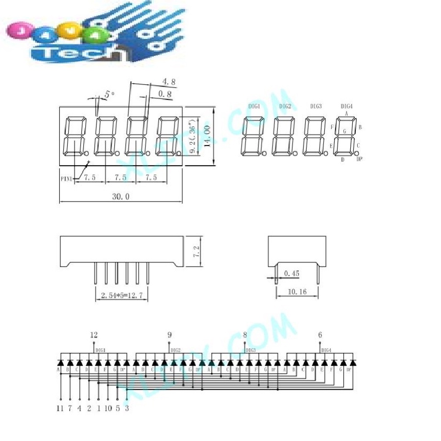 Seven Segment Display 7 Segment Merah 0.36 Inch 1-2-3-4-Jam Digit