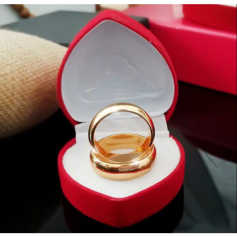 Cincin Titanium Polos Couple Wanita Pria warna emas TEBAL Harga Satuan