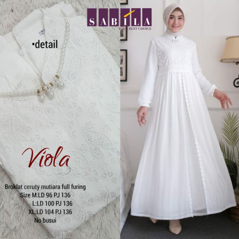 Viola Gamis Putih Wanita by Sabila