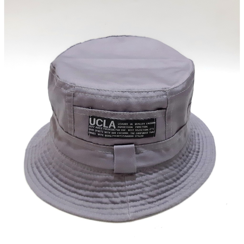topi bucket hat import premium ucla 2 sisi grey