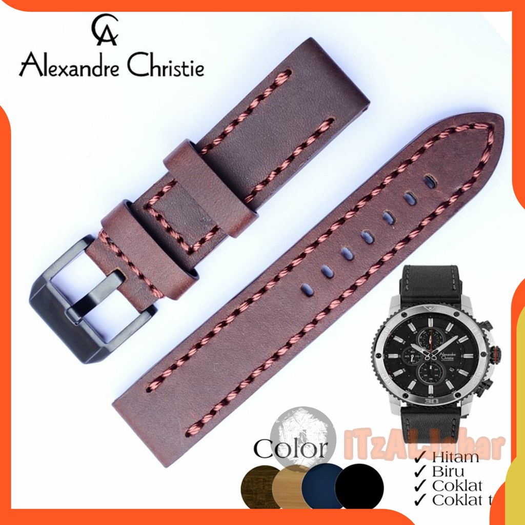 Tali jam tangan Alexandre christie 6509 kulit Asli Leather strap