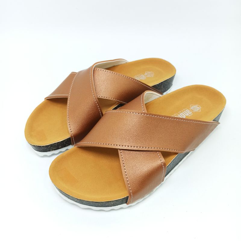 Sandal Selop Wanita Sendal Birken Silang Motif Andis AF12