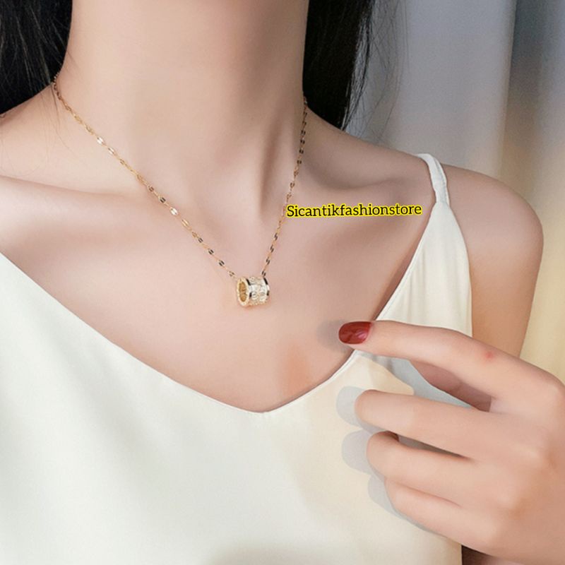 Kalung Wanita Titanium Liontin Model Ring Warna Gold Anti Karat selamanya Kalung Titanium Wanita Terbaru Terlaris Mewah Kekinian