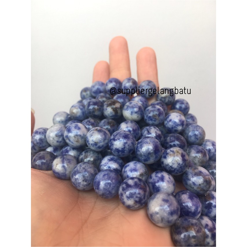 bahan gelang batu kalung sodalite renceng akik alam biru natural 12mm craft aksesoris trend fashion