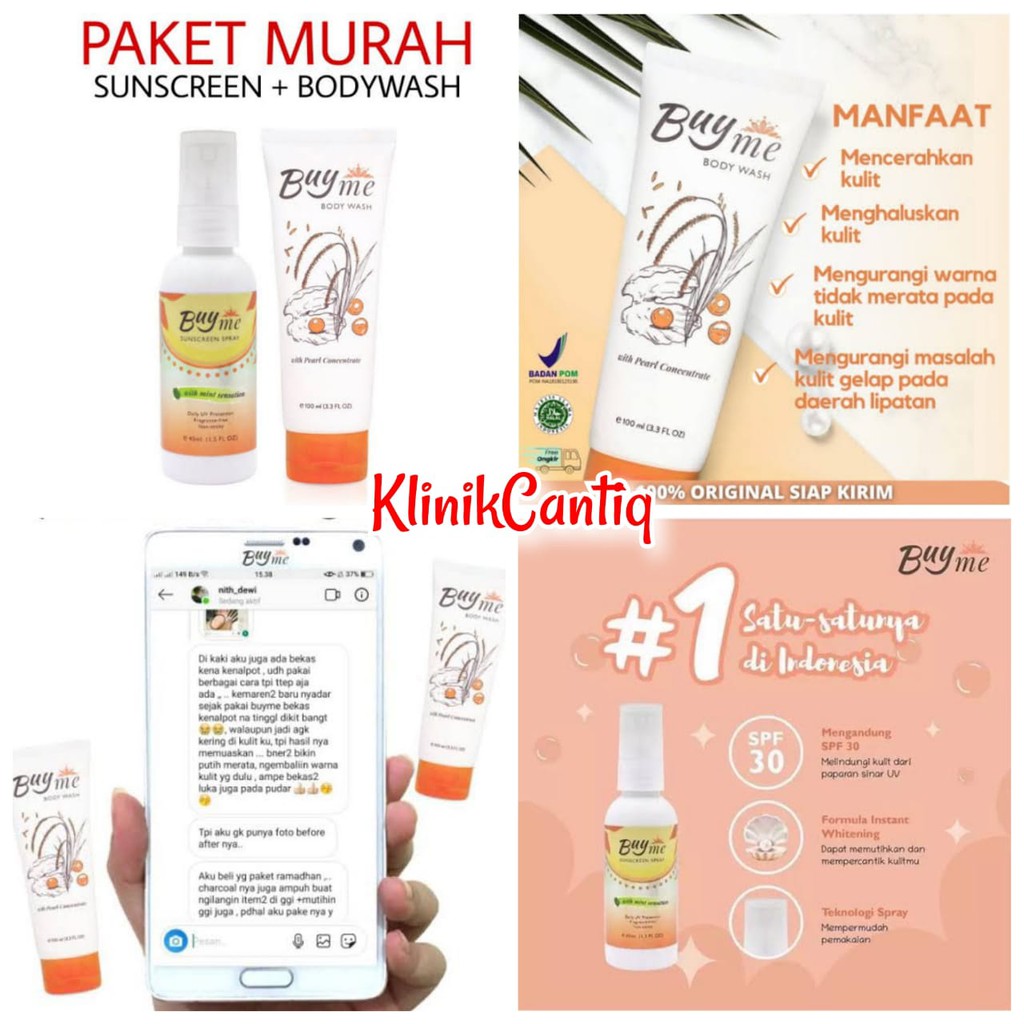 Paket Pemutih Tubuh 2 In 1 Buy Me Sunscreen Spray + Buyme Body Wash