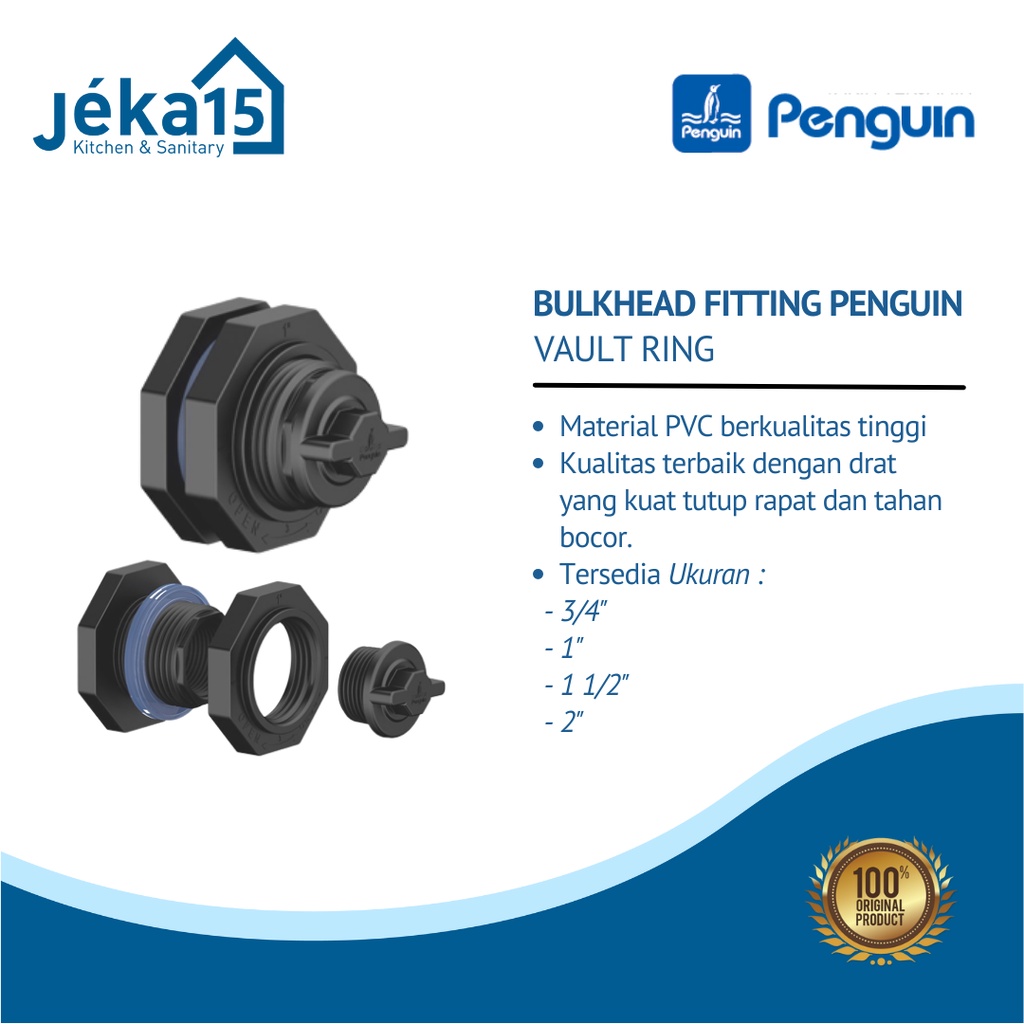 BULKHEAD FITTING PENGUIN | VOLK RING | FLOCKRING | FITTING TANGKY PENGUIN