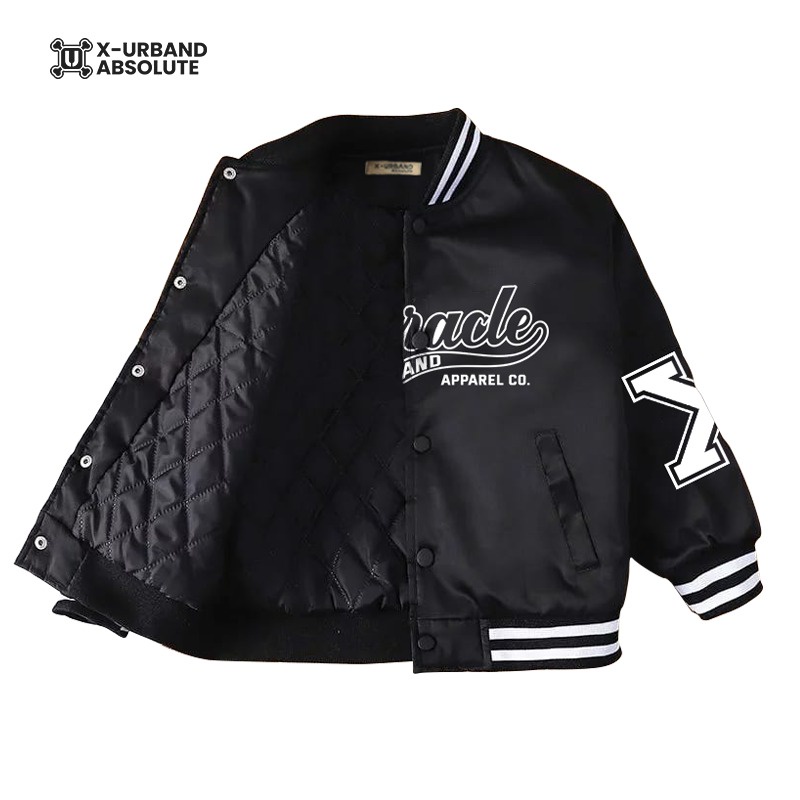 Jaket Varsity Anak Laki-Laki Perempuan Full Boridr Biru Muda 1-10 Tahun