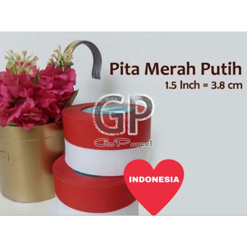 ( Rol 25 Yard ) PITA MERAH PUTIH ( 1/2 IN / 1 IN / 2 INCH - 2.5 CM / 5 CM ) PITA KAIN 17 AGUSTUS 12MM 20MM 25MM 40MM 50MM - PITA AGUSTUSAN HIASAN DEKORASI HARI INDONESIA MERDEKA