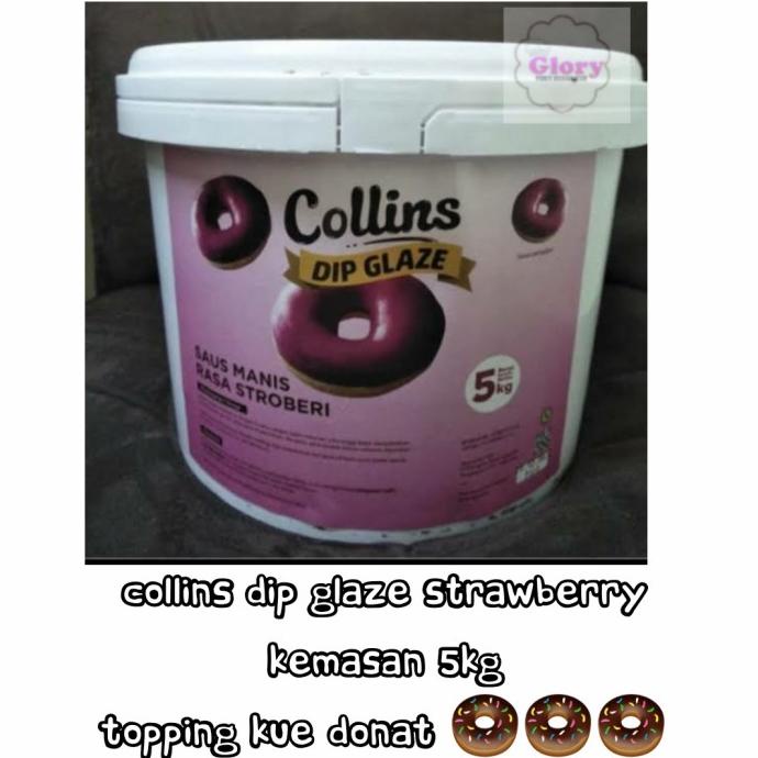 

collins dip glaze strawberry 5kg / topping donat/ topping kue