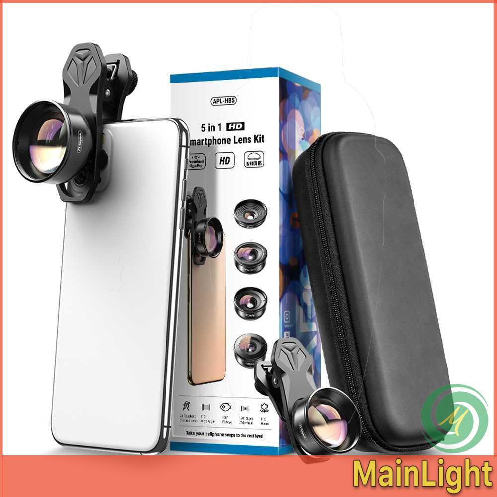 APEXEL Lensa Kamera Smartphone Universal Clip 5 in 1 Lens - APL-HB5