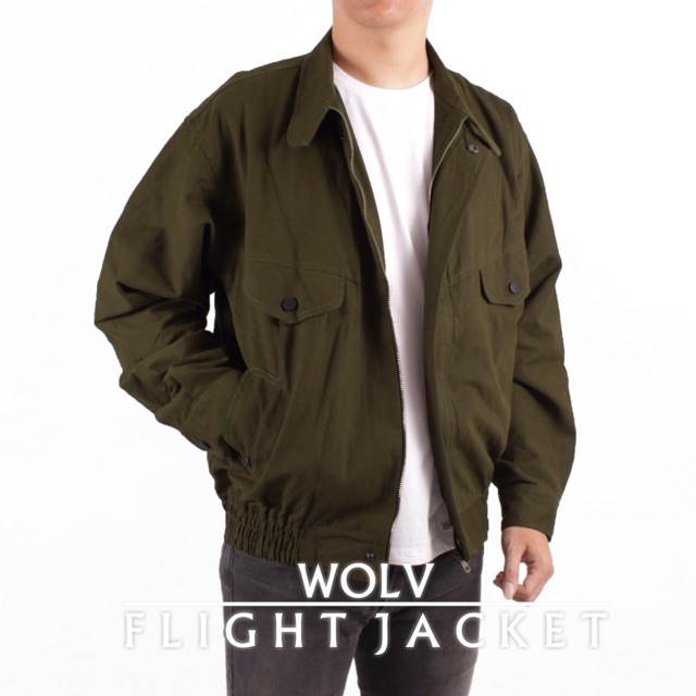 flight jacket canvas WOLV terbaru original 100%