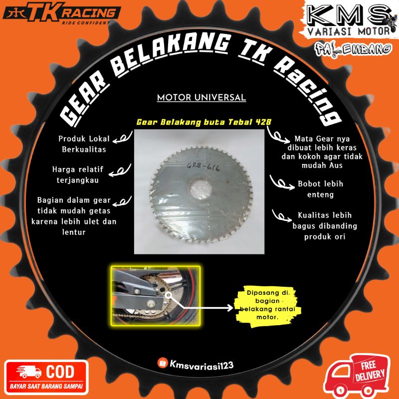 Gear Gir Ger Belakang Buta 428 dan 520 Trail MotoCross TK Racing #50 #51 #52 #53 #54