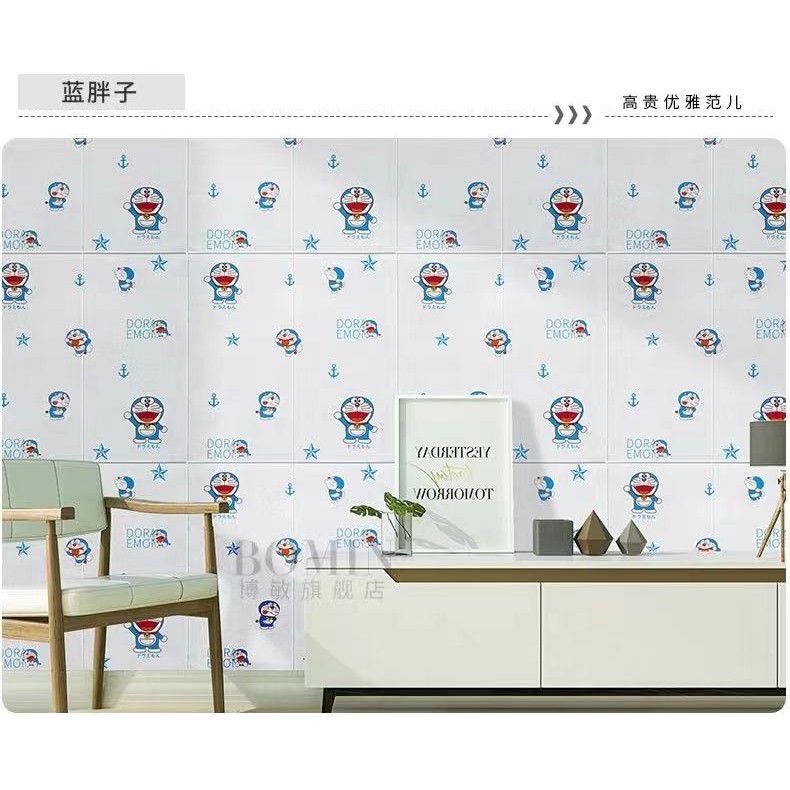 Wallpaper 3D Brickfoam Karakter / Doraemon / Hellokity / Bervariasi / Ukuran 70x77cm