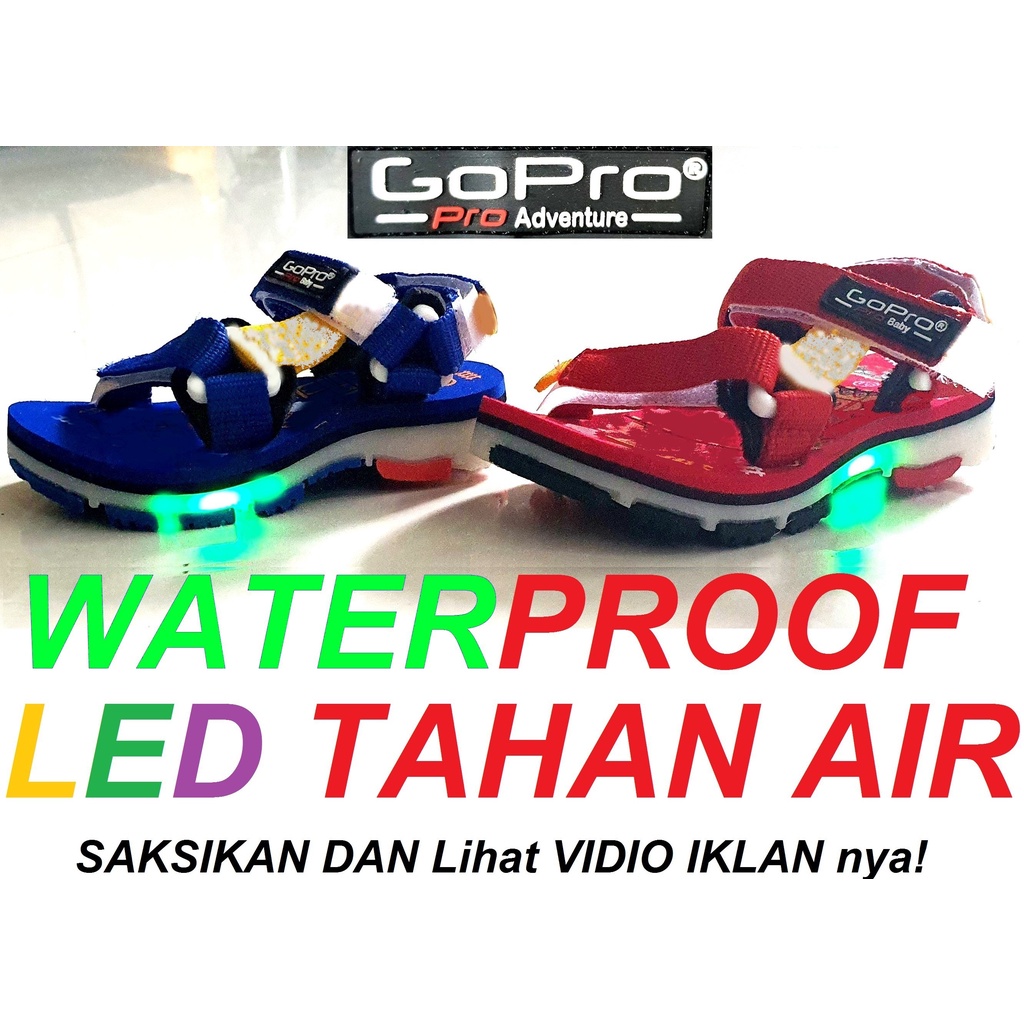 5 WARNA Sandal Gunung Anak size 19-37 Lampu Waterpoof Anti Air TayoSandal Gunung Anak LED sendal anak LED rc