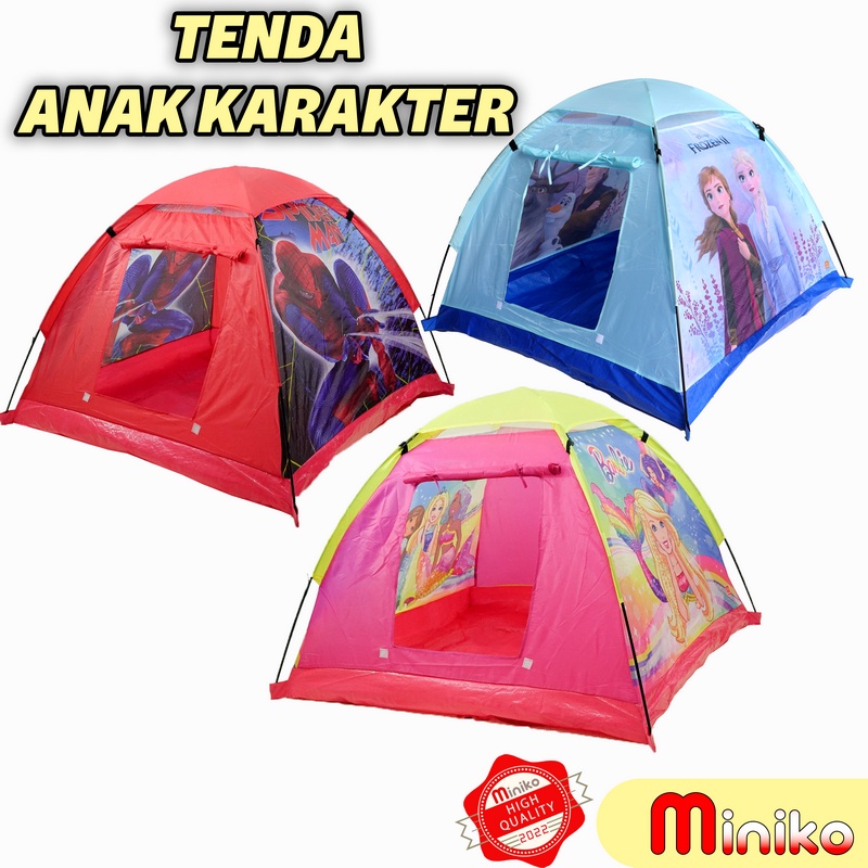 Tenda Anak Bermain Camping Indoor Outdoor - Motif Spiderman &amp; Barbie - Tenda anak Motif Sppiderman - Tenda anak motif Barbie - Tenda Anak Karakter
