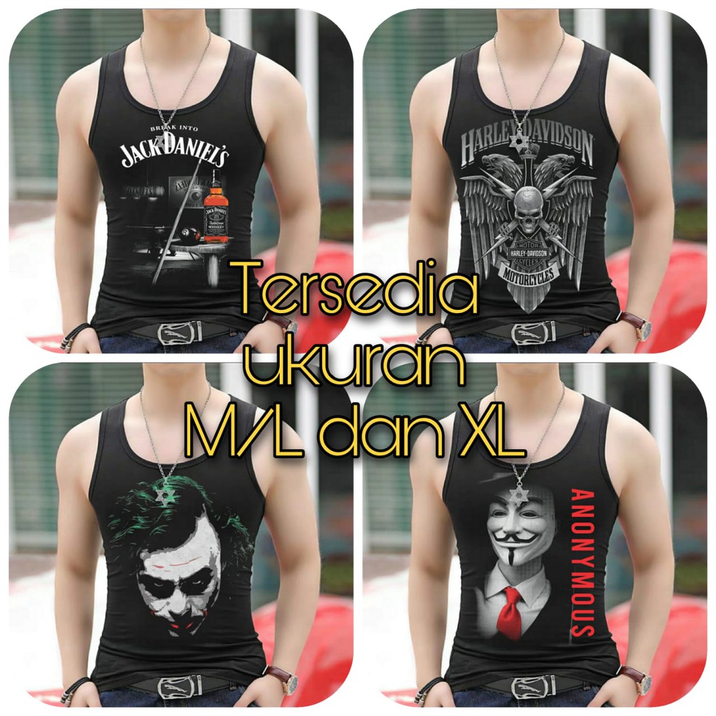 DS - SINGLET MOTIF / kaos cowok / kaos singlet / kaos dalem