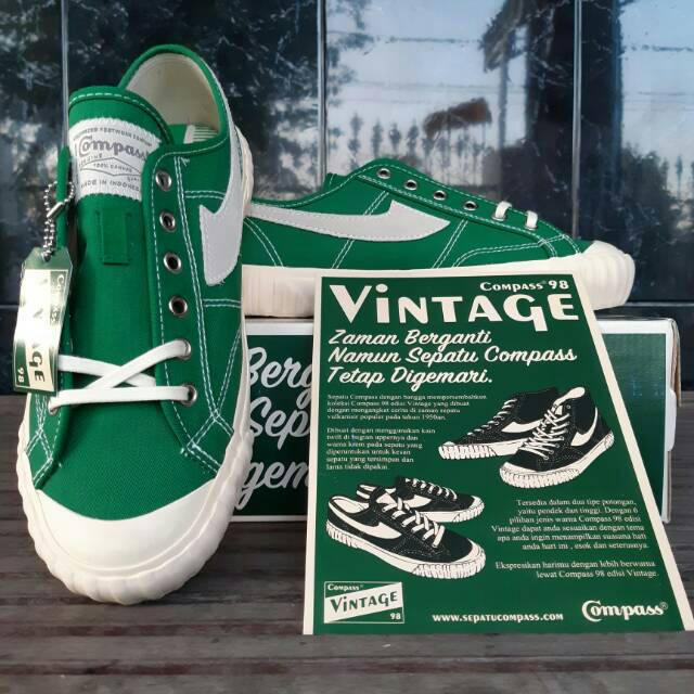 Sepatu Compass Vintage 98 Green Low Size 41