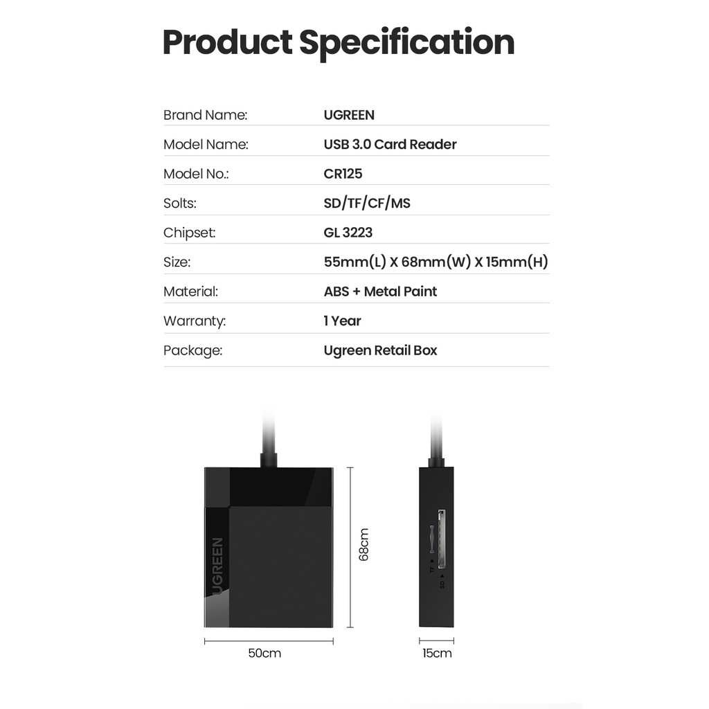 【Stok Produk di Indonesia】Ugreen Hub Adapter Card Reader Sd Usb 3.0 Otg Untuk Android