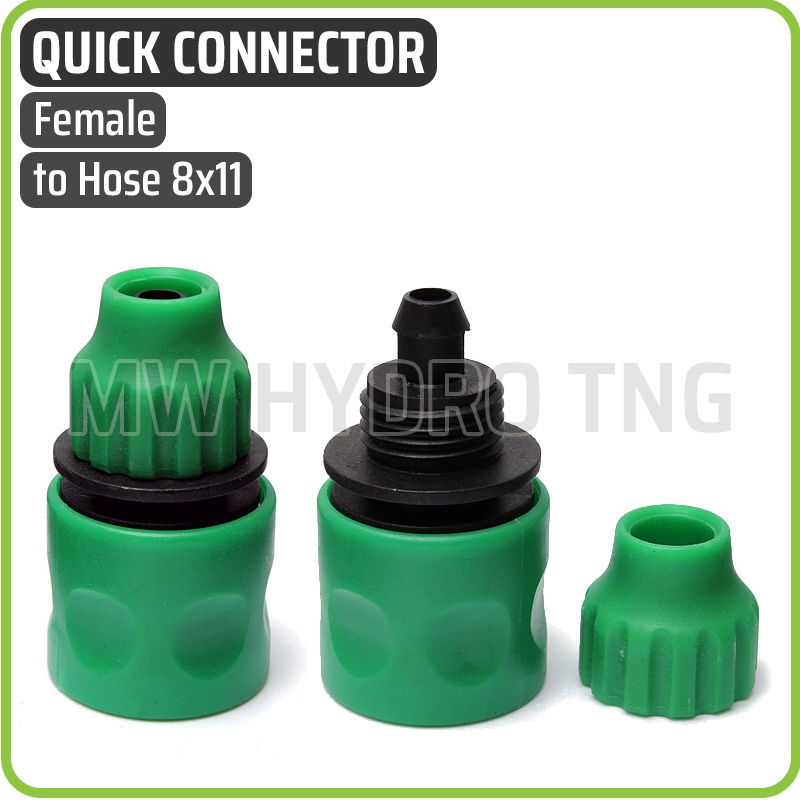 Quick Connector Female to 8 mm x 11 mm Hose, Konektor Selang 8x11mm