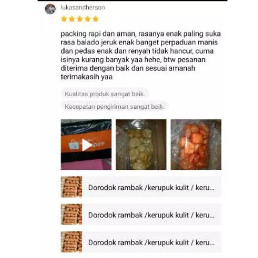 DORODOK RENYAH KERUPUK KULIT SAPI UKURAN 25 GRAM