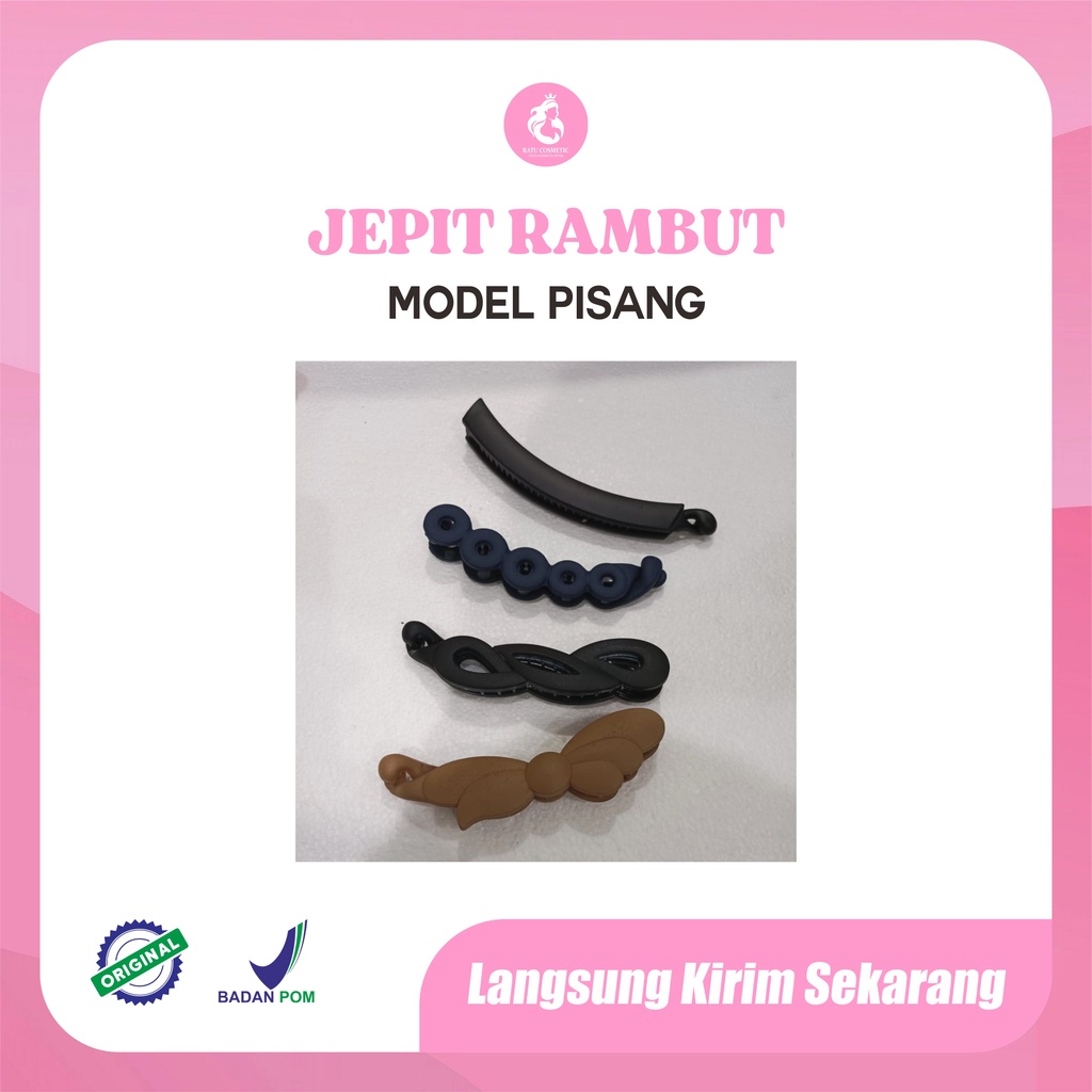 Jepit rambut bentuk pisang-Jepit Pisang Pita-Polos-Mata Tiga-Mata Lima