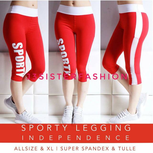 Celana Legging senam sporty independence merah putih