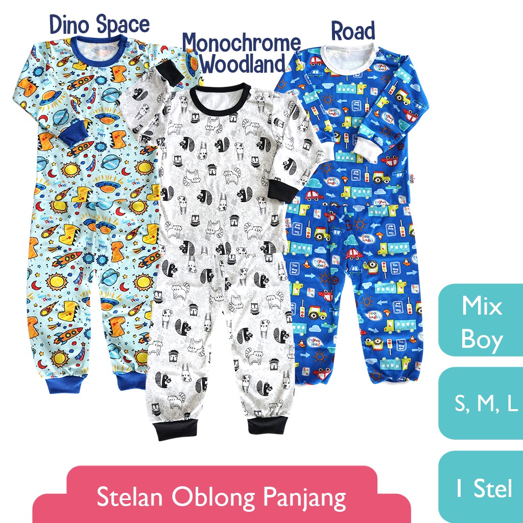 LIBBY 1 stel Setelan Oblong Panjang Motif Mix Boy (1STEL)