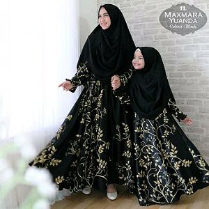 top Tk Cp Mom Kids helena couple ibu anak perempuan gaun pesta hijab baju muslim gamis syari navy p