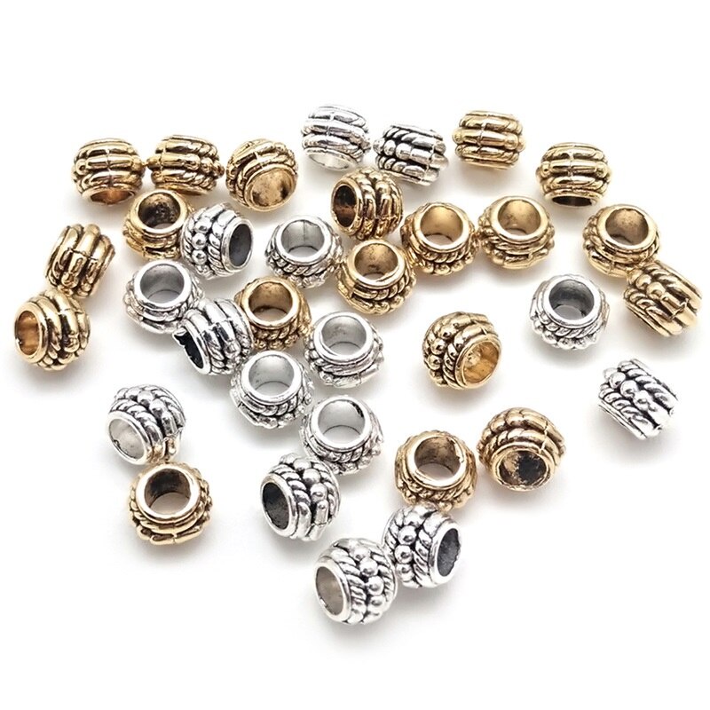 Baru 30 Pcs/lot 6*8 Mm Tiga Lapisan Oblate Beads Zinc Alloy Spacer Beads untuk DIY Gelang Aksesoris Membuat Perhiasan