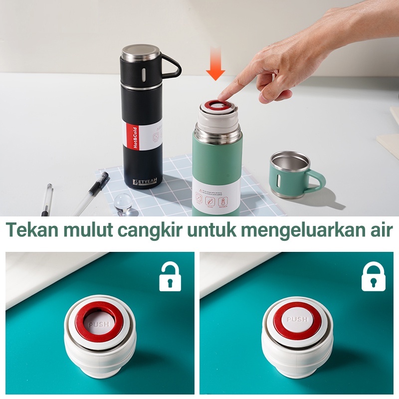 TERMOS BOTOL MINUM STAINLESS 500 ML / TERMOS MUG AIR PANAS 500ML